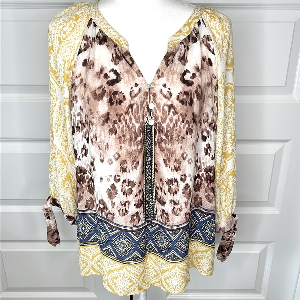 Figueroa & Flower Anthropologie Women's Multicolor Patterned Top, Sz XL, P